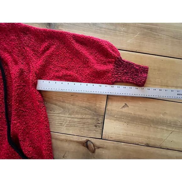 Vintage Sideffects Knitted Duster Sweater Womens L Open Cardigan Red & Black - Picture 7 of 8